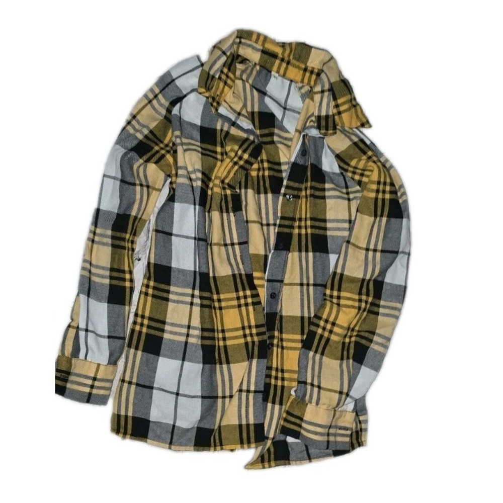 Shein Black and Yellow Button Up Shirt - Women's Small #1139
